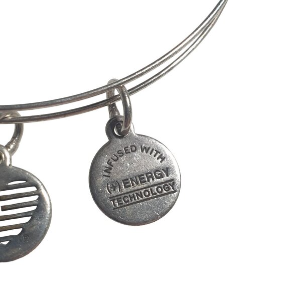 Alex And Ani Energy Vintage Bracelet Blue Beads Silver Charms Infused Technology - Picture 2 of 4
